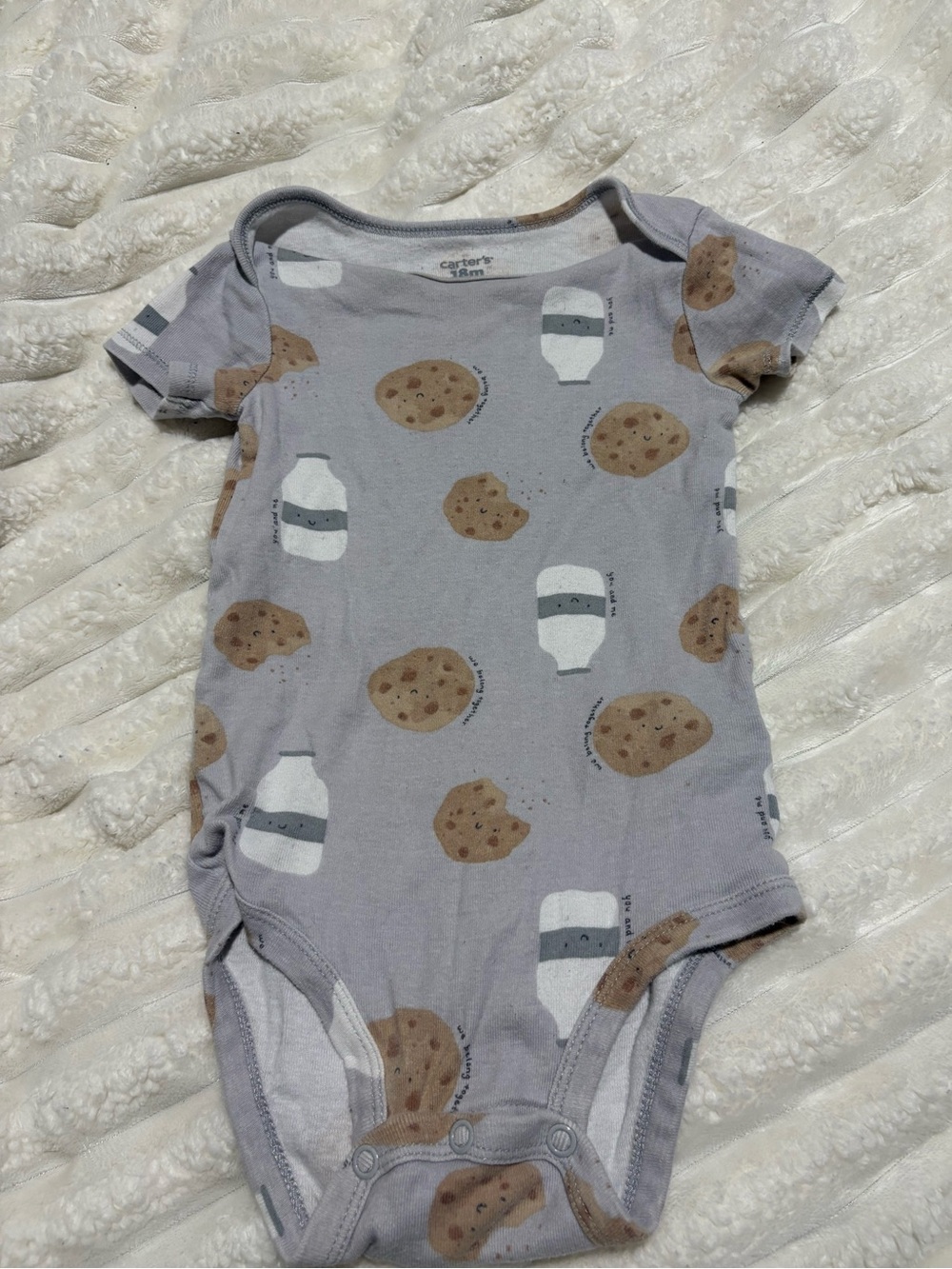Carter's Light Gray Milk & Cookie Printed Short-Sleeve One-Piece